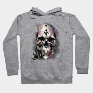 Goth Skull and cat Hoodie